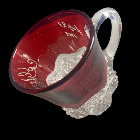 Antique Early 1900's Red Ruby Flash Souvenir Glass small Mug 1902 - Picture 4 of 5